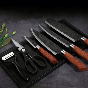Ensemble de 6 couteaux à légumes, lames en acier inoxydable forgé, manches en bois, design ambidextre, boîte à rabat écologique pour offrir en cadeau - Product Image 4