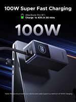 UGREEN Nexode Power Bank 20000mAh 130W avec câble USB C intégré, chargeur portable pour ordinateur portable, voyage, charge rapide 80W
