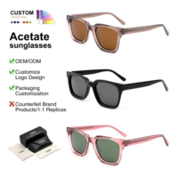 Lunettes de soleil carrées en acétate épais personnalisées avec logo, protection UV400 TAC, style rétro classique pour hommes et femmes