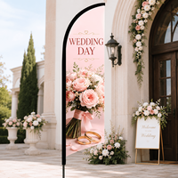 Drapeau extérieur pour mariages, imprimé simple face, avec kit de mât en fibre de verre et bannière en polyester, mât inclus, pour la promotion d'événements