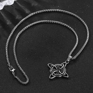 Collar con colgante geométrico de acero inoxidable, joyería con nudo chino para hombre SP1014 - Product Image 2