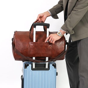 Sac de voyage en cuir PU pour costumes, avec compartiment à chaussures, sac de sport personnalisé pour le rangement de vêtements, sac de nuit et sac de voyage pour costumes avec cintre - Product Image 3