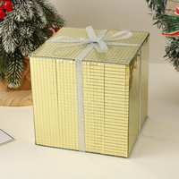 Décoration de Noël en stock, artisanat en mosaïque argentée et dorée, surface miroir réfléchissante, décoration solide pour boîte cadeau de Noël