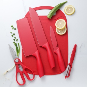 7 Pieces Stainless Steel <b>Kitchen</b> Chef Set Cutting Board Scissor Peeler <b>Kitchen</b> Knife & <b>Accessories</b> with Block - Product Image 2