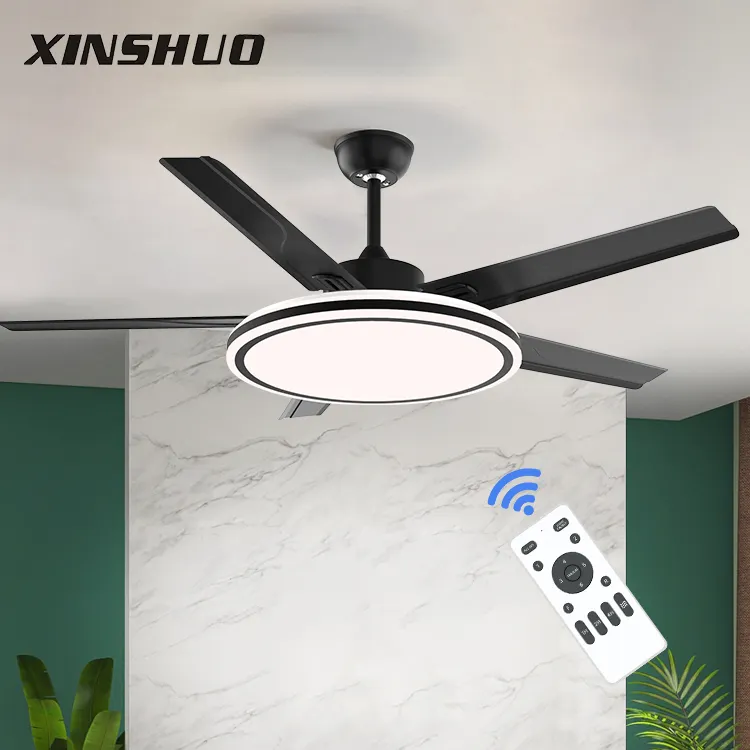 57 Inch Led Ceiling Fan Lights Decorative Dc Motor 5 Blades Modern Dimmable Ceiling Fan With Remote Control