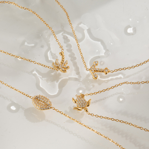 Bracciale a catena J&D Ocean Summer in acciaio inossidabile placcato oro 18K con zirconi, a tema vacanze, con cavalluccio marino, pesce, stella marina, tartaruga, granchio, ancora e albero di cocco - Product Image 5