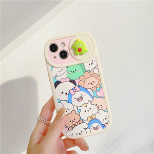 Custodia per telefono con finestra a spinta per cartoni animati con orso 3D carino colorato per Phone14promax <span class=keywords><strong>Apple</strong></span> 12 <span class=keywords><strong>11</strong></span> custodia morbida per cellulare - Product Image 4