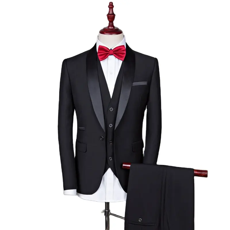 Calça casaco masculina de negócios, conjunto formal de 3 peças para homens, casaco slim