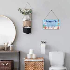 Panneau mural en bois avec coquillage drôle, règles <span class=keywords><strong>de</strong></span> <span class=keywords><strong>salle</strong></span> <span class=keywords><strong>de</strong></span> <span class=keywords><strong>bain</strong></span>, <span class=keywords><strong>bord</strong></span> <span class=keywords><strong>de</strong></span> <span class=keywords><strong>mer</strong></span>, océan, toilettes, décoration murale, panneau suspendu en bois - Product Image 5