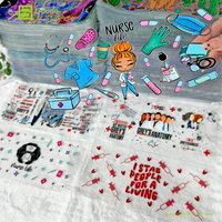 Autocollants de transfert UV en PET écologiques et durables Goode Wholesale pour gobelets de 16 oz, avec logo personnalisé et design de dessin animé