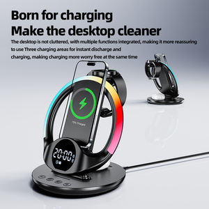 Best Seller on for Most Sold Product Fast 3 for IWatch Phone 6-in-1 Magnetic Wireless <strong>Charger</strong> with Clock - Product Image 5