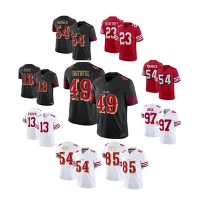 Camiseta de Fútbol Americano Estilo San <span class=keywords><strong>Francisco</strong></span> 49ers # 13 Brock Purdy # 85 George Kittle # 97 Nick Bosa # 23 Christian McCaffrey # 54 Fred - Product Image 1