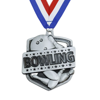 Medalla Deportiva Personalizada de Aleación de Zinc, Premio 2D 3D con Técnica de Grabado Plateado para Bolas de Bolos