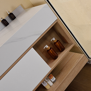 Meubles de salle de bain modernes suspendus au mur avec miroir LED <span class=keywords><strong>et</strong></span> lavabo en <span class=keywords><strong>pierre</strong></span> - Mobilier de salle de bain luxueux - Product Image 4