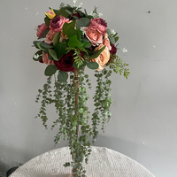 Centre de table de mariage moderne de luxe de 35 cm, boule florale sur piédestal blanc, arrangement élégant de roses en soie, de haute qualité, fantaisie