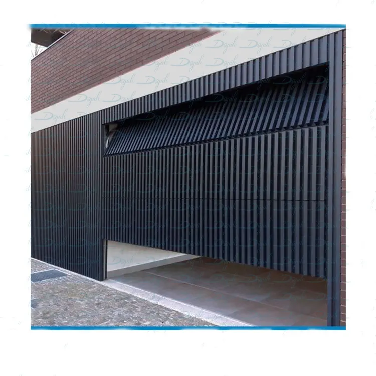 Modern Vertical Bi Folding Tilt Up Deco Batten Garage Doors Slatted Aluminium Flush Mount Sectional Garage Door