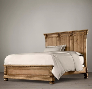 Cama Doble de Madera Maciza Estilo Americano Rústico, Cama Matrimonial para Dormitorio Principal, Villa, Hotel, Personalizable - Product Image 2