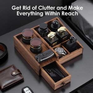 Wooden Bathroom <b>Storage</b> Rack Rectangle Multifunctional Perfume Organizer Drawer Top <b>Dressing</b> <b>Table</b> <b>Storage</b> Box - Product Image 2