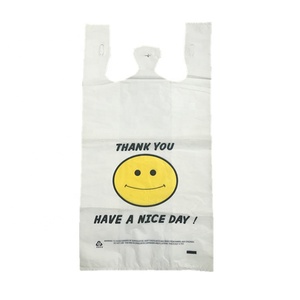 Sacs de courses en plastique personnalisés avec poignées, style T-shirt, pour le commerce, avec motif « Angola Popular Smile Thank You » - Product Image 1