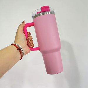 Light Pink H2.0 40Oz <b>Double</b> <b>Walled</b> Travel Tumbler Cup Powder Coated <b>Mug</b> for Cold Drinks - Product Image 4