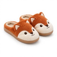 Pantoufles mules en peluche motif renard, chaussures d'intérieur, pantoufles de détente animales de dessin animé, semelle extérieure en EVA, confortables pour la maison