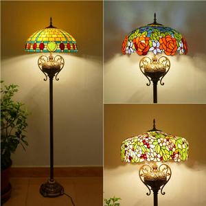 Lampe sur pied LED Tiffany vintage de luxe moderne de 20 pouces, verre teinté, base E27, blanc chaud 3500K, structure en fer, garantie 5 ans - Product Image 1