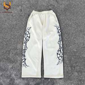 Pantalones de chándal anchos de felpa gruesa vintage con logo personalizado para hombre, estampados lateralmente, estilo casual, joggers, pantalones de pista - Product Image 1