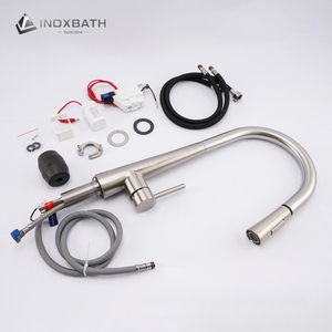 Robinet de cuisine <span class=keywords><strong>professionnel</strong></span> en acier inoxydable 304 brossé avec <span class=keywords><strong>douchette</strong></span> extractible et mitigeur chaud/froid - Product Image 5