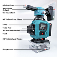 Niveau laser 4D, utilisé pour la construction, niveau laser vert à 360 degrés, 16 lignes