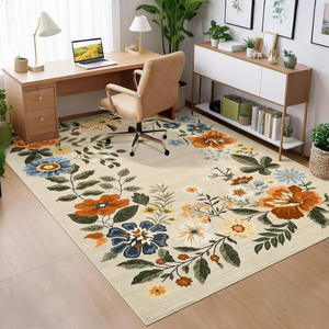 Alfombra de terciopelo cristalino con diseño floral, rectangular, antideslizante, de fibra de poliéster, para sala de estar, dormitorio, balcón, cobertura total, fácil de limpiar. - Product Image 1