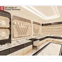 DG Showcase Desain Modern Penyimpanan Tinggi Pameran Perhiasan Mewah Kaca Tempered Yang Stabil untuk Toko Ritel