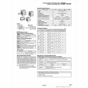 Cylindre compact SMC Pneumatics CDQSB25-10T pièce pneumatique de haute qualité - Product Image 1