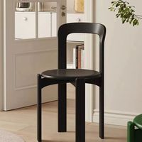 Kursi Makan Kayu Solid Modern Bergaya Retro Prancis Abad Pertengahan Desain Wabi-Sabi Warna Krem Non-Lipat Non-Berputar Ruang Tamu Kedai Kopi