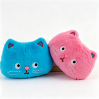 Vente chaude d'usine : Jouets en peluche visage de chat carré bleu rose style dessin animé, 8 pouces, pour les prix des jeux de grue à pinces