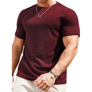 T-shirt pour homme FOXA, coupe ajustée, manches courtes, col rond, tricot texturé, vêtements décontractés - Product Image 1