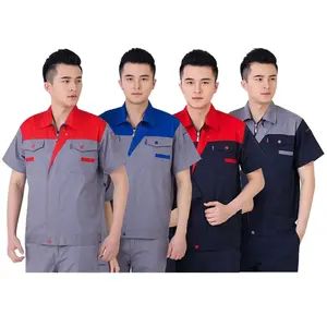 Wholesale tinted overall blue farmers cotton heavy only electric men two piece mechanic shirt work uniform with logo