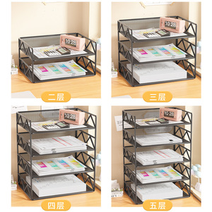Desktop Office Organizer A4 Paper File <b>Shelf</b> Multi Tiered Storage Rack For Documents Stationery Books <b>Desk</b> Organization - Product Image 2