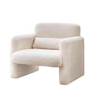 Fauteuil d'appoint moderne en tissu Sherpa de 33.86 pouces, confortable, rembourré, simple, oreiller de taille pour chambre et salon