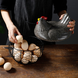 Hen Egg Storage Basket Wrought Iron Mesh Kitchen <b>Freshness</b> Preservation Container For Eggs Potatoes <b>Garlic</b> - Product Image 1