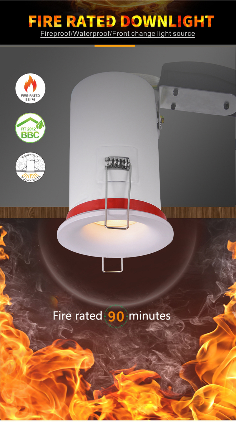 White / Black Fire Rated Trimless Downlights , 75mm Cut Out Downlights