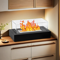 Brasero rectangulaire en acier, portable, pour extérieur, décoration de jardin, cheminée de table d'intérieur avec verre trempé