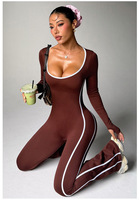 Combinaison de yoga sans couture pour femme en spandex/nylon, pantalon évasé long, manches longues, séchage rapide pour le fitness