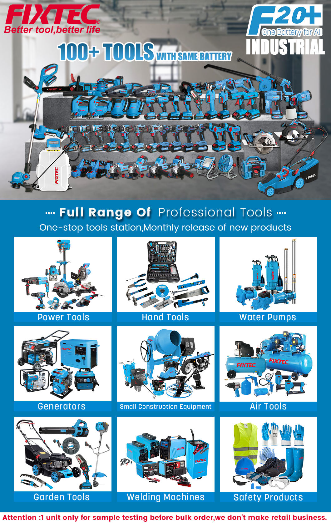 FIXTEC高品質20Vコードレス2x4.0Ahリチウムイオンバッテリー可変速