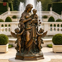 Fontaine d'eau en bronze sur mesure, grande statue de la Vierge Marie en bronze coulé grandeur nature pour jardin public extérieur, décoration religieuse
