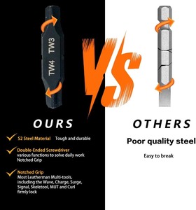 Kit de 2 embouts de sécurité avec tournevis <span class=keywords><strong>Triwing</strong></span> - embouts TW3/TW4, embouts de tournevis plats à double extrémité de remplacement, acier S2 - Product Image 6