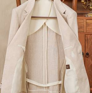 <span class=keywords><strong>Blazer</strong></span> Classico da <span class=keywords><strong>Uomo</strong></span> in Lino 100% per l'Estate, Giacca Casual Leggera Sfoderata Traspirante a Due <span class=keywords><strong>Bottoni</strong></span> Monopetto - Product Image 3