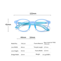 Lunettes anti-lumière bleue pour enfants TR90, montures optiques en silicone flexible, lunettes colorées pour enfants, OEM ODM