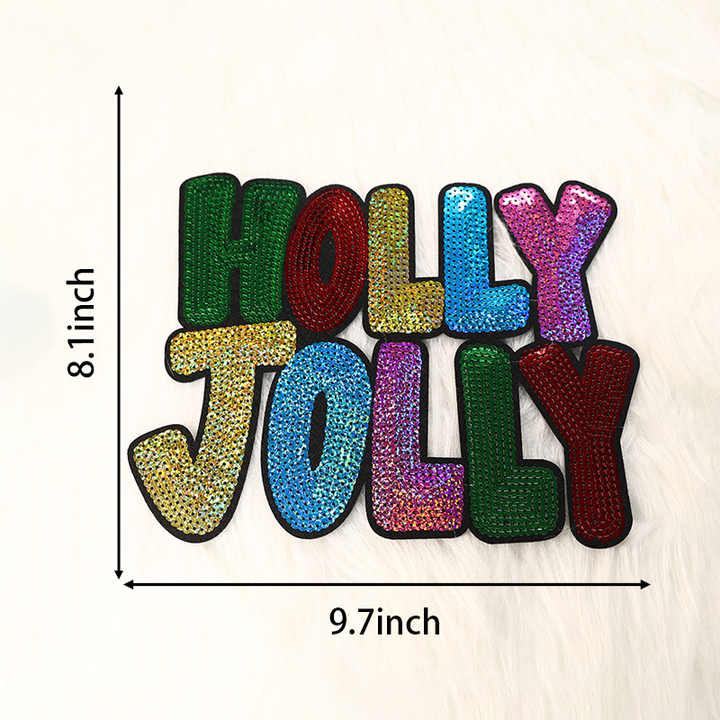 New designCustomized Heat Press Sequin Christmas Patches embroidery