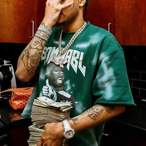 Camiseta Billion de Algodón de Alto Gramaje, Corte Ancho y Corto, Estilo Vintage con Estampado Gráfico Completo de Animal, Lujo Personalizado para Hombre - Product Image 3