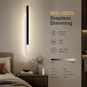 Applique murale LED moderne pour intérieur, design linéaire en métal et acrylique, télécommande, intensité réglable, 30W, pour chambre, salon, maison - Product Image 4